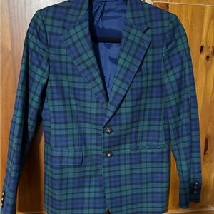 Boys Vineyard Vines Blackwatch Blue and Green Plaid Blazer